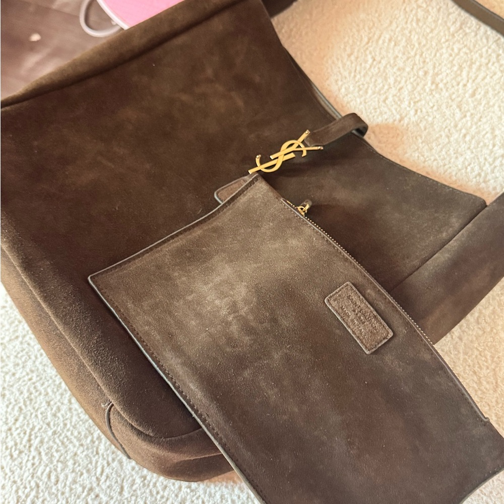 Suede hobo boho satchel tote bag - Picture 4 of 14